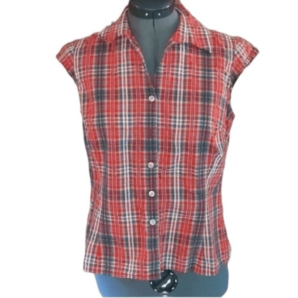 Vintage Liz Claiborne plaid sleeveless women's top